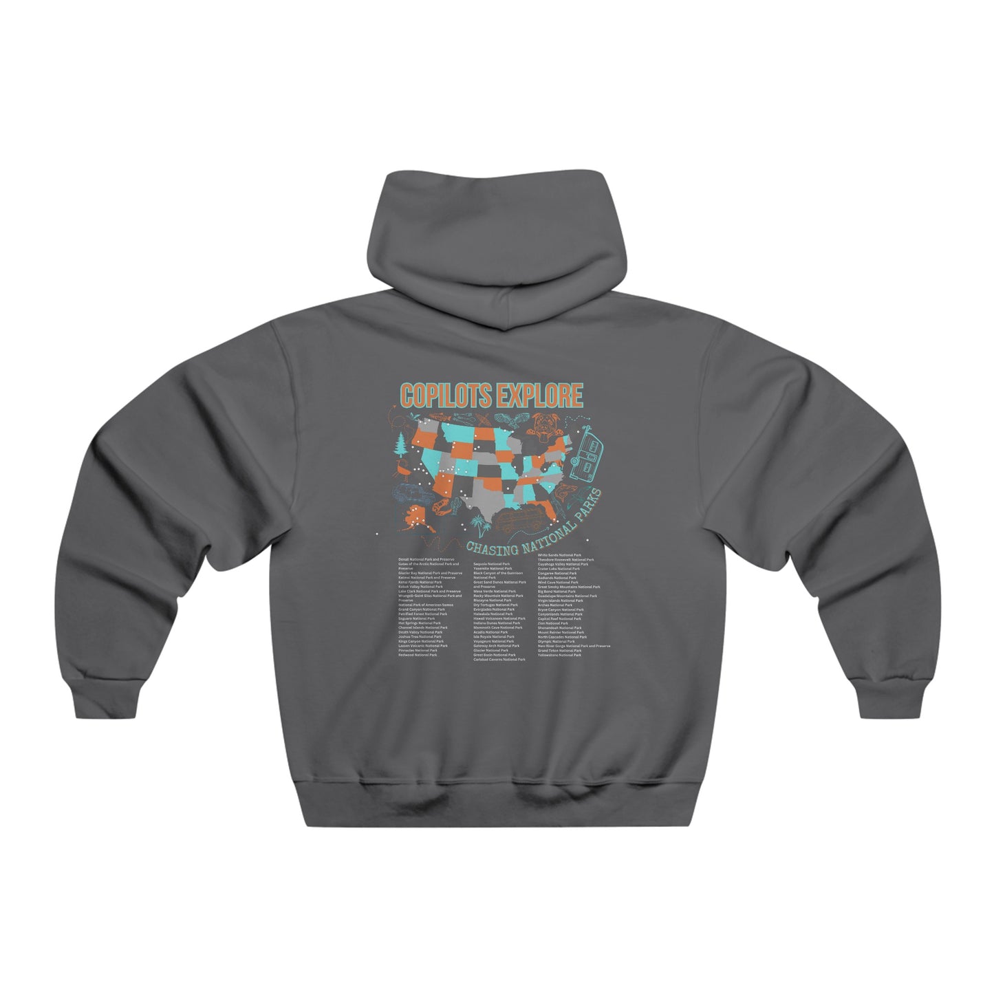 Copilots Explore National Parks Map Thick Hoodie
