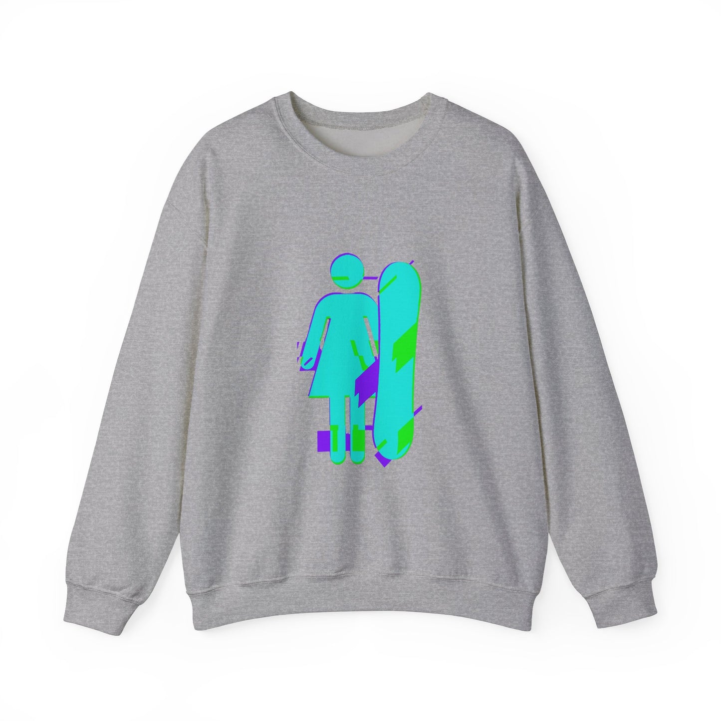 Female Snowboarder Crew Neck Sweatshirt Hoodie - Blue and Purple