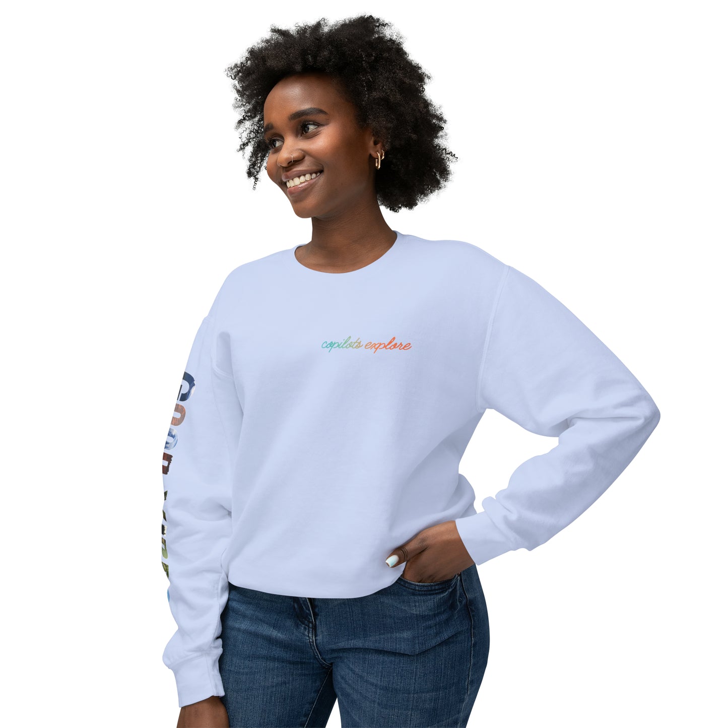 GOOD VIBES Long sleeve Loose Fitting Photo shirt - Unisex Lightweight Crewneck Sweatshirt
