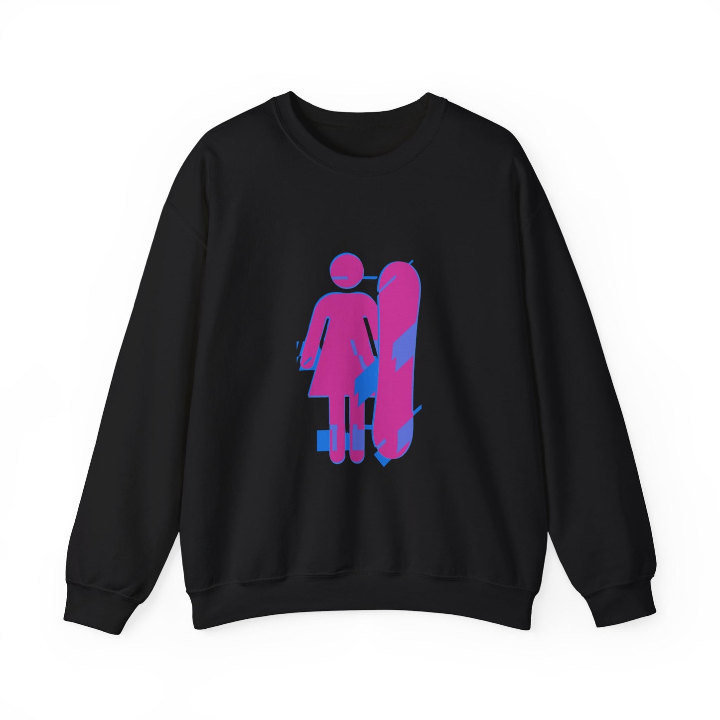 Female Snowboarder Crew Neck Sweatshirt Hoodie - Pink and Blue