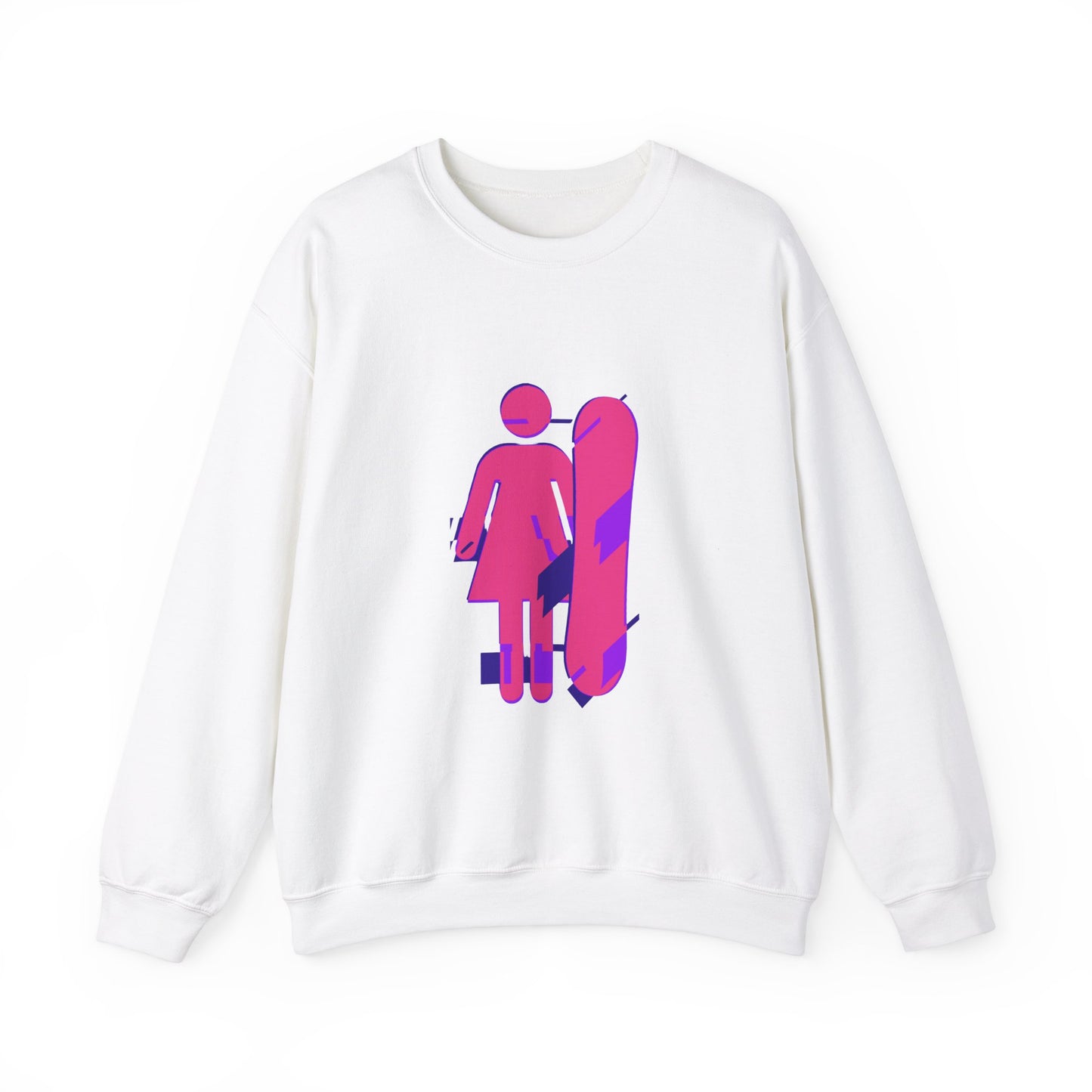 Female Snowboarder Crew Neck Sweatshirt Hoodie - Pink and Purple