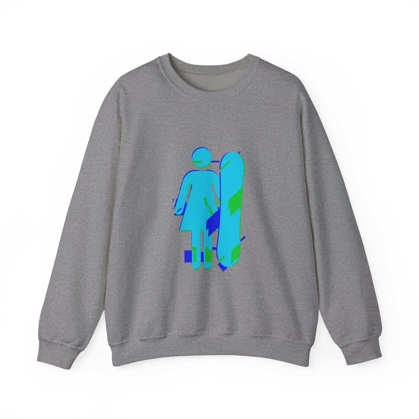 Female Snowboarder Crew Neck Sweatshirt Hoodie - Blue Green