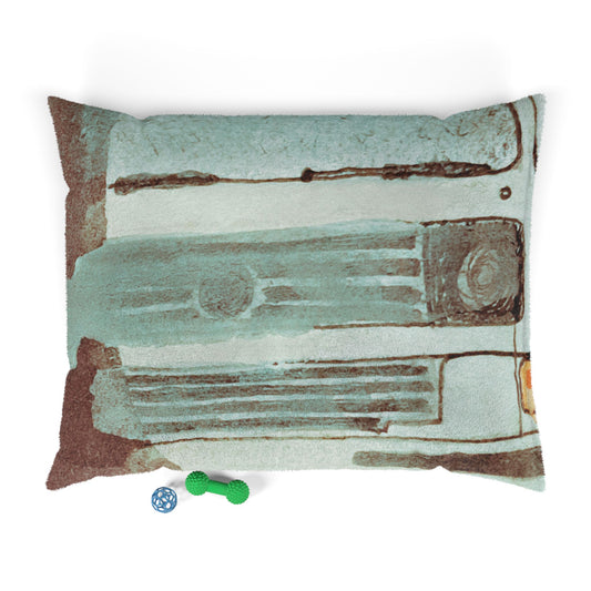 Vintage Van Illustration Pet Bed — Retro Camper Dog & Cat Cushion