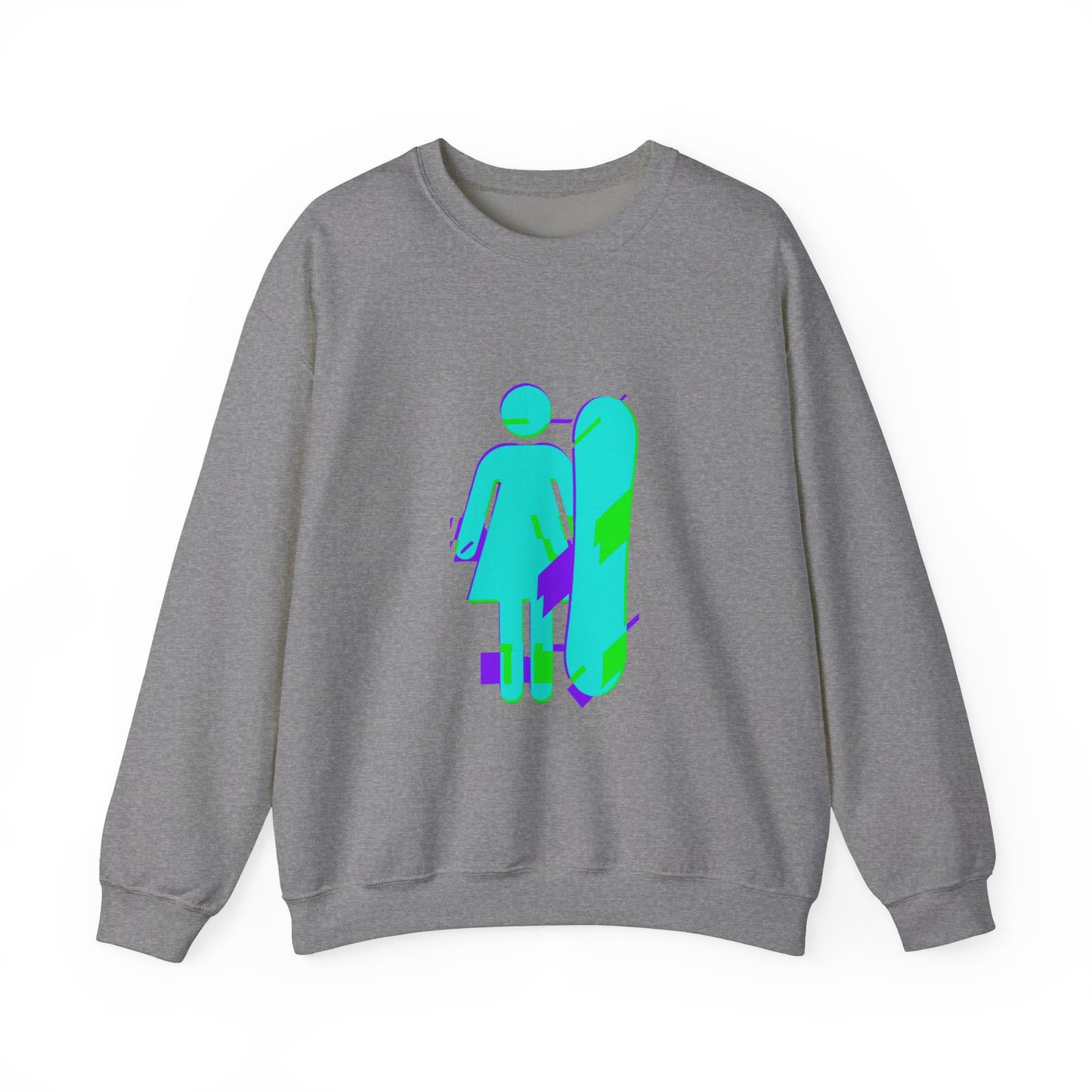 Female Snowboarder Crew Neck Sweatshirt Hoodie - Blue and Purple