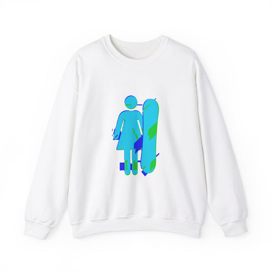 Female Snowboarder Crew Neck Sweatshirt Hoodie - Blue Green