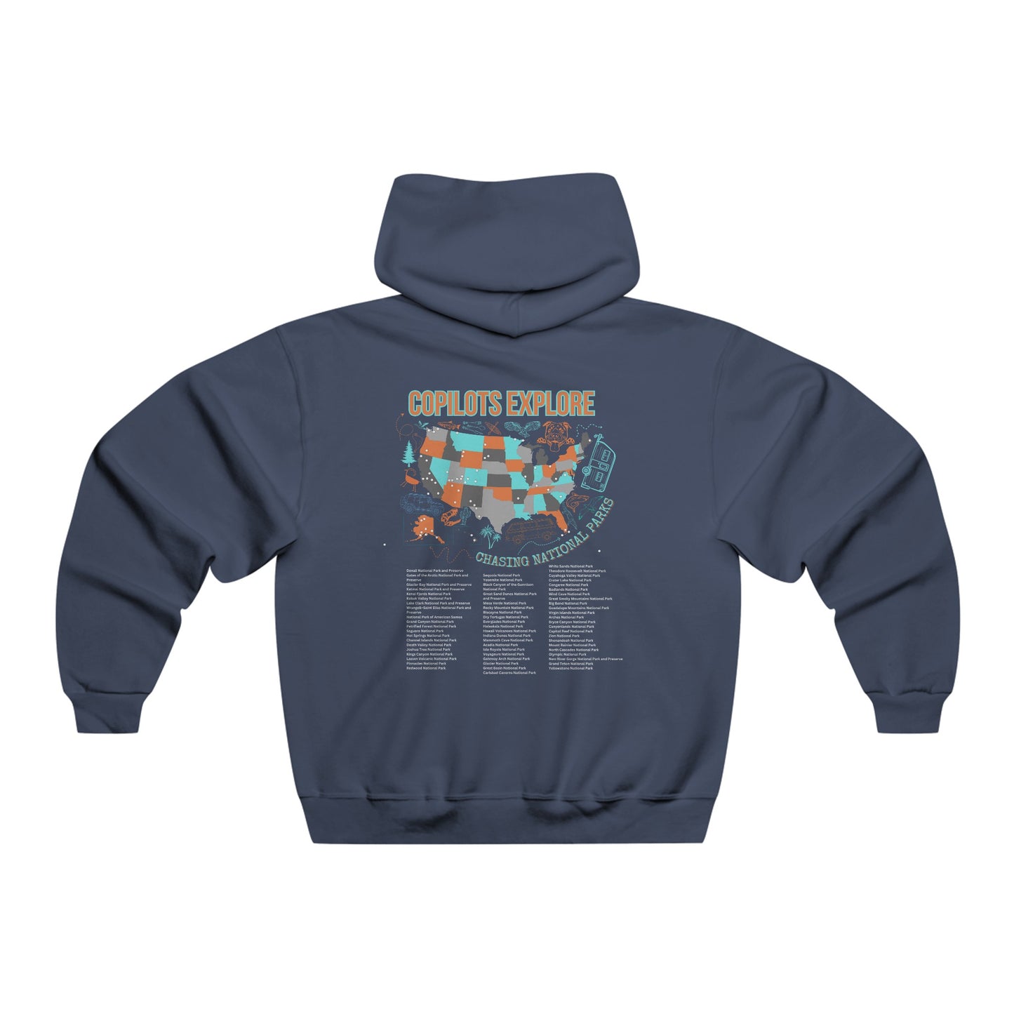 Copilots Explore National Parks Map Thick Hoodie