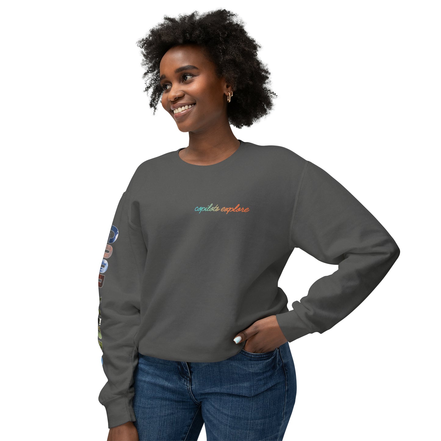 GOOD VIBES Long sleeve Loose Fitting Photo shirt - Unisex Lightweight Crewneck Sweatshirt