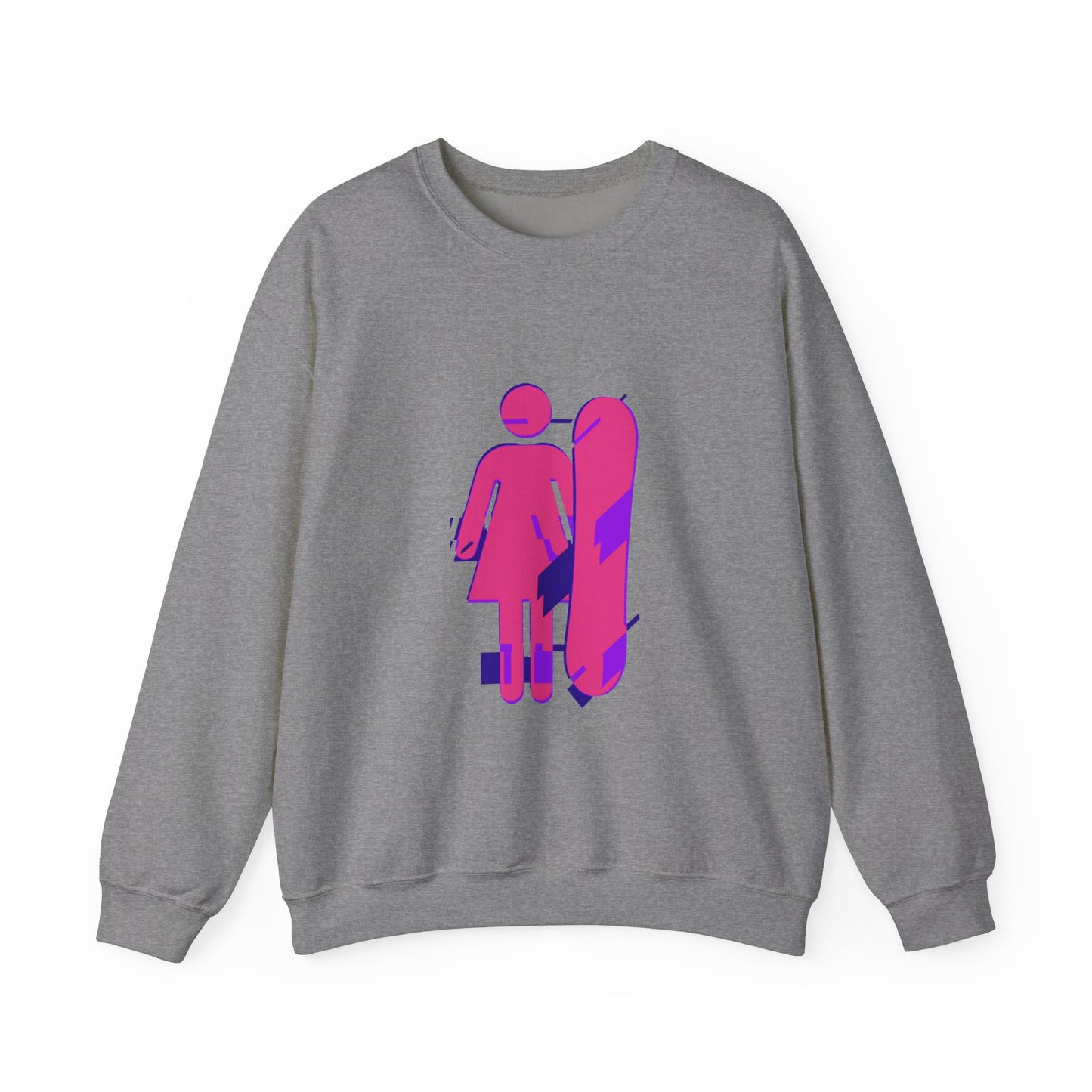 Female Snowboarder Crew Neck Sweatshirt Hoodie - Pink and Purple