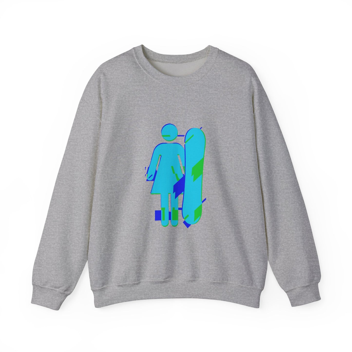Female Snowboarder Crew Neck Sweatshirt Hoodie - Blue Green