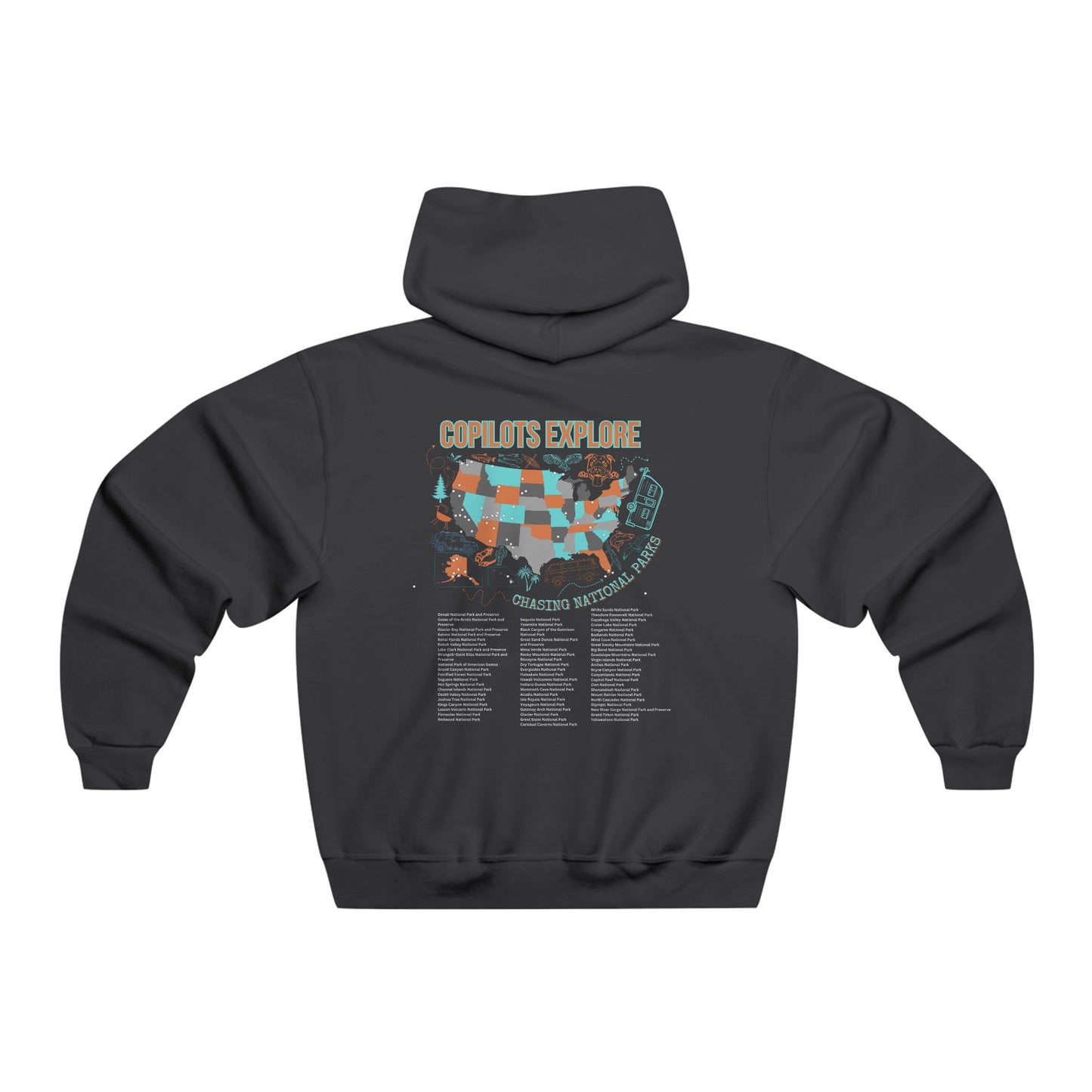 Copilots Explore National Parks Map Thick Hoodie
