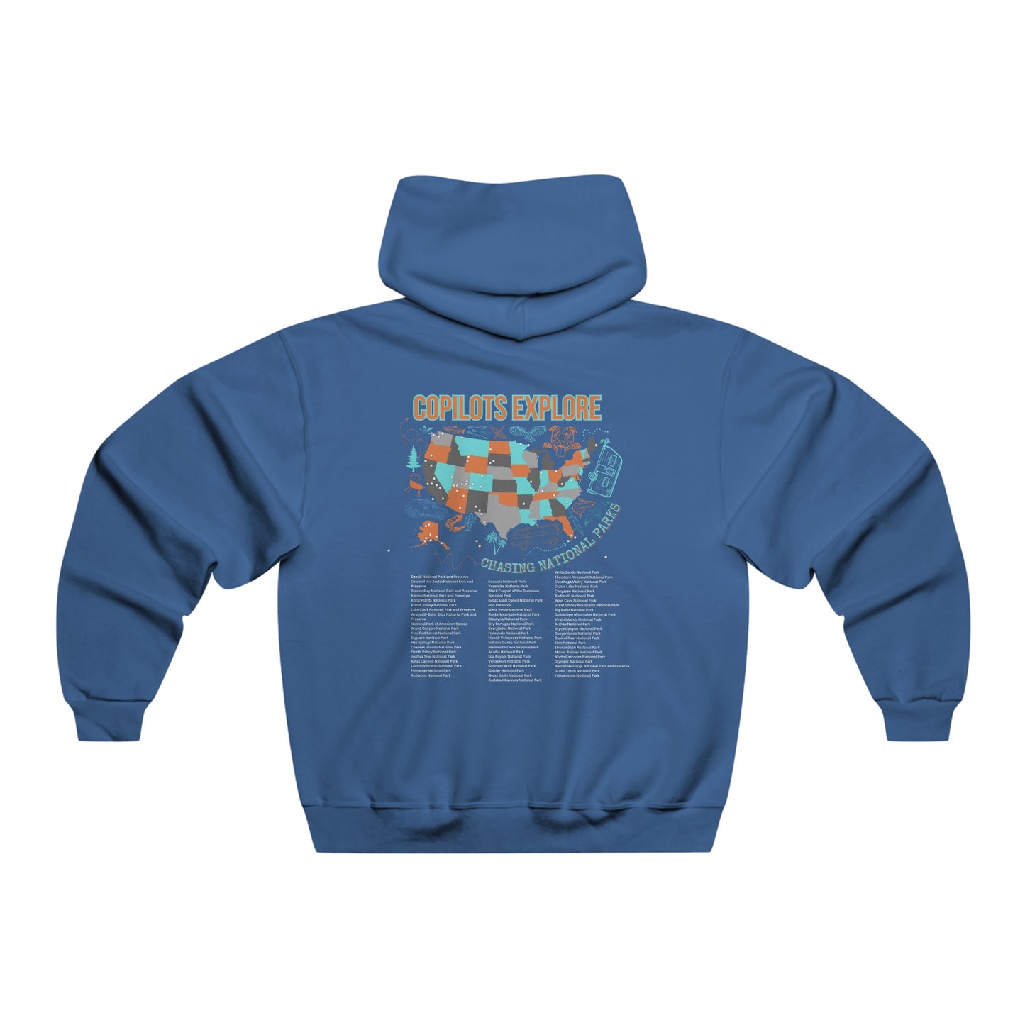 Copilots Explore National Parks Map Thick Hoodie