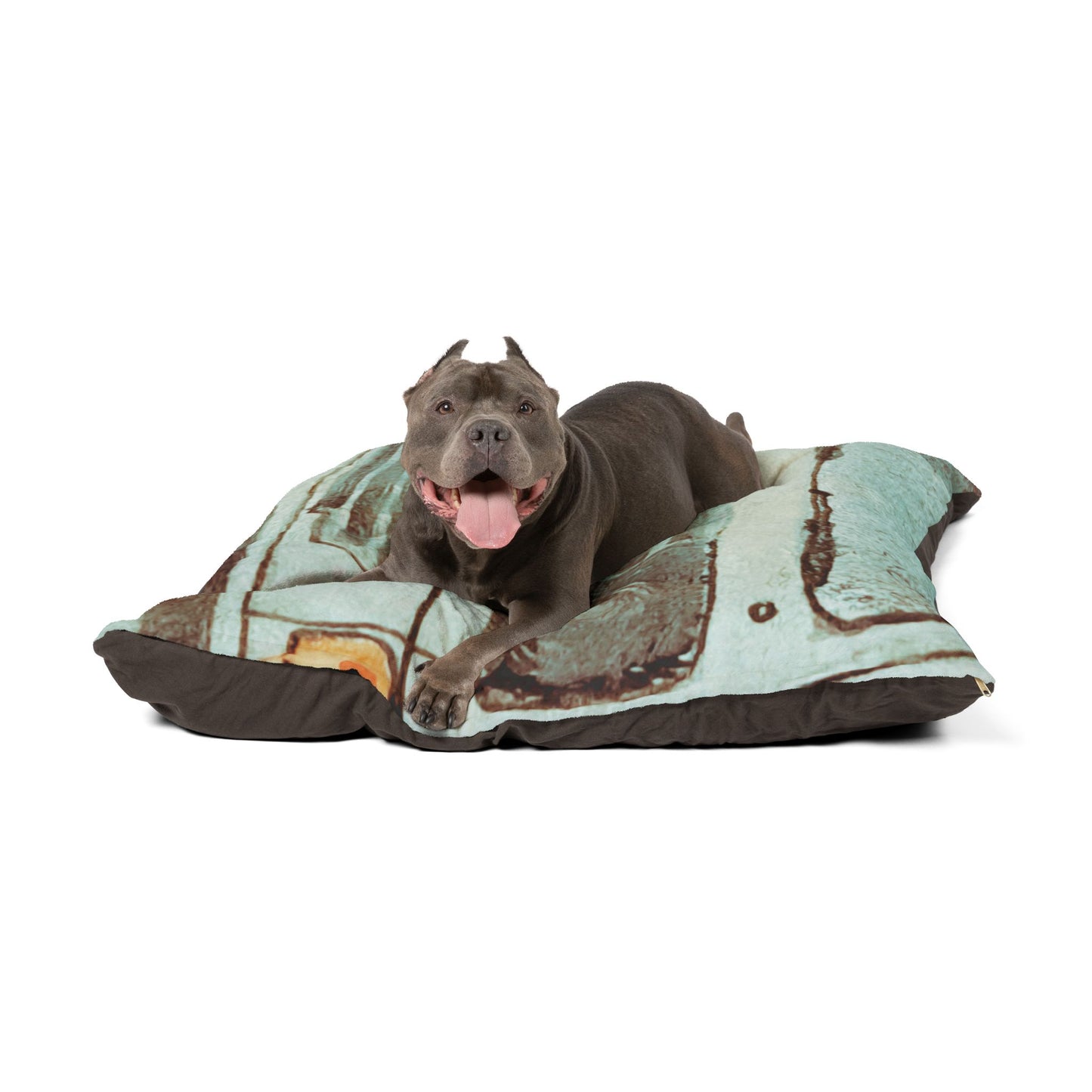 Vintage Van Illustration Pet Bed — Retro Camper Dog & Cat Cushion