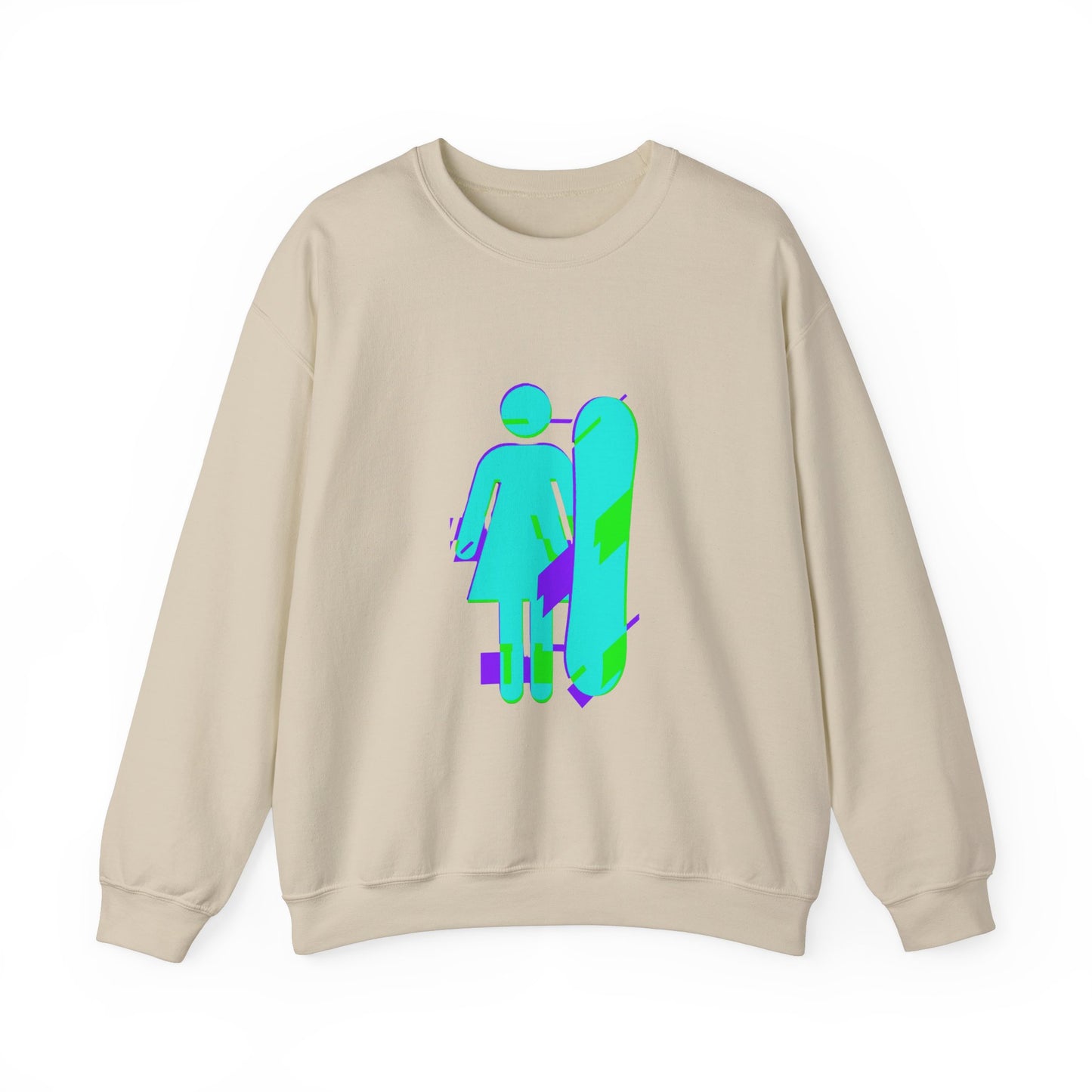 Female Snowboarder Crew Neck Sweatshirt Hoodie - Blue and Purple