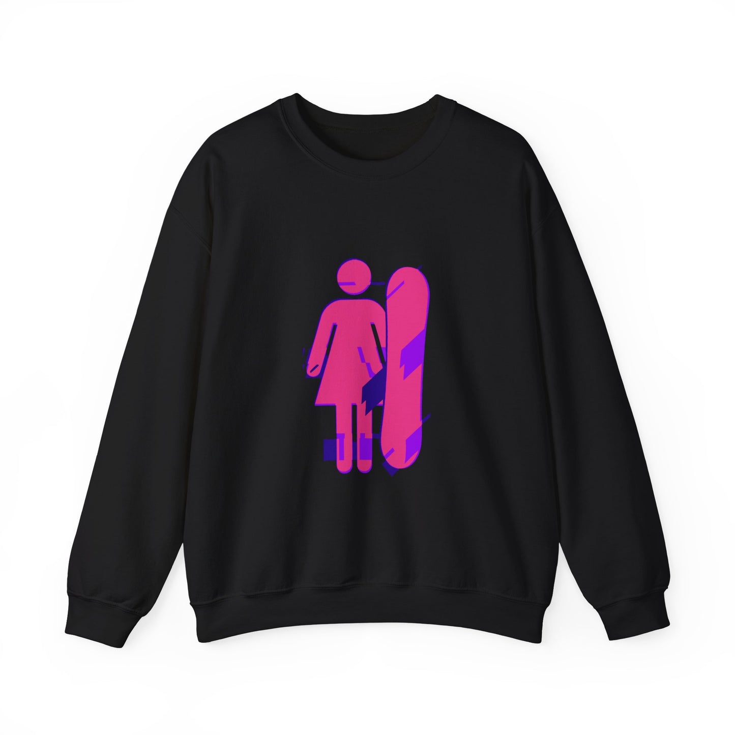 Female Snowboarder Crew Neck Sweatshirt Hoodie - Pink and Purple