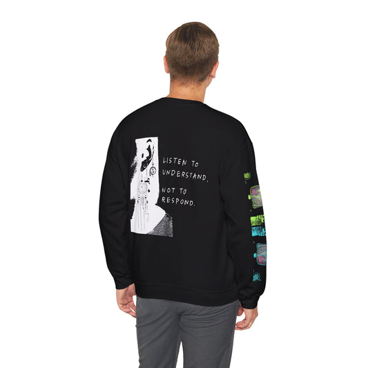 Good Vibes Unisex Heavy Blend™ Crewneck Sweatshirt - Listen to Understand Design