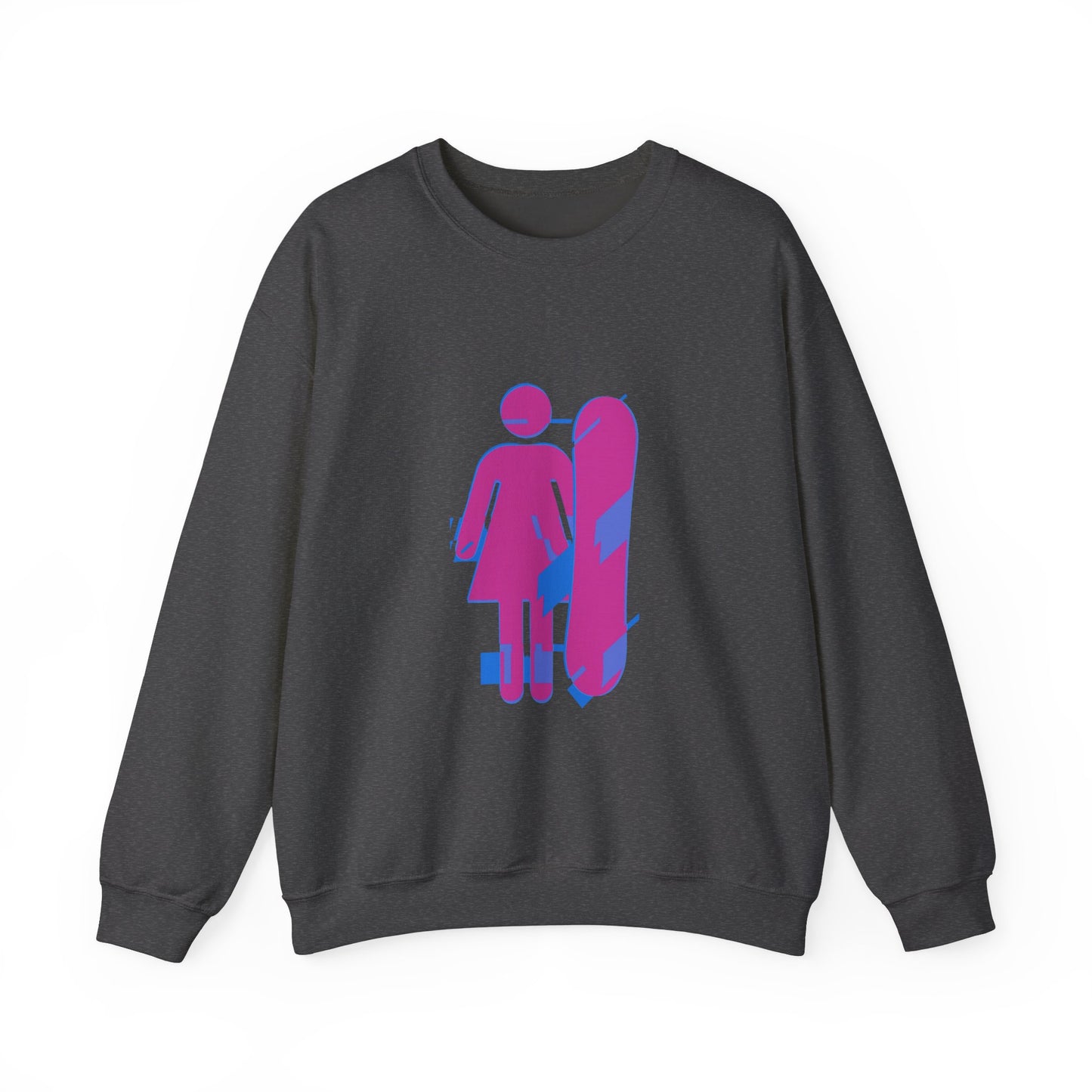 Female Snowboarder Crew Neck Sweatshirt Hoodie - Pink and Blue