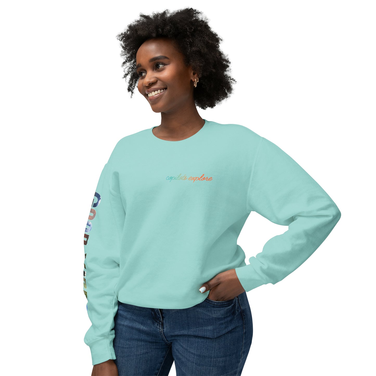 GOOD VIBES Long sleeve Loose Fitting Photo shirt - Unisex Lightweight Crewneck Sweatshirt