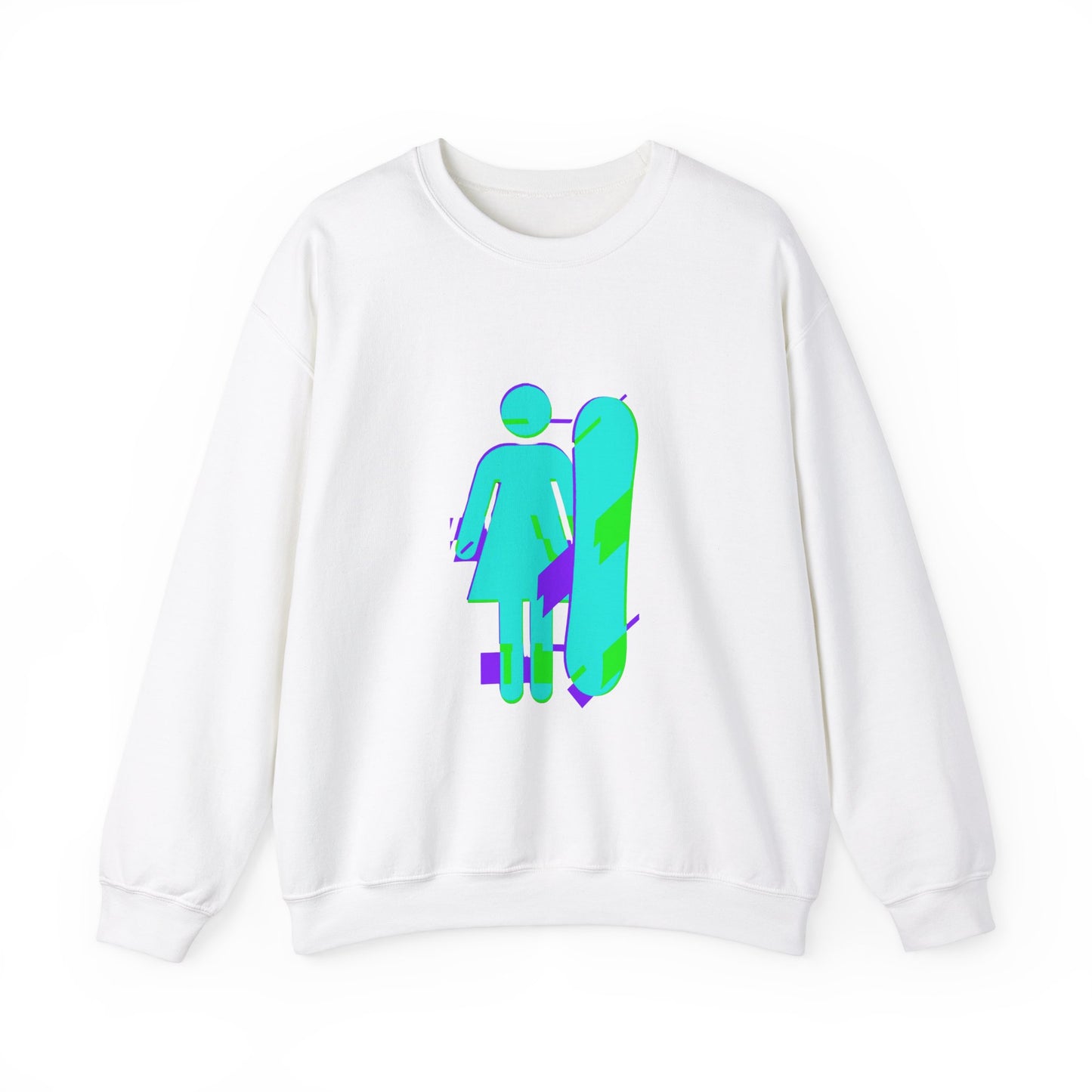 Female Snowboarder Crew Neck Sweatshirt Hoodie - Blue and Purple