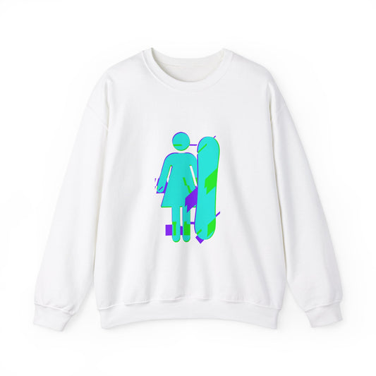Female Snowboarder Crew Neck Sweatshirt Hoodie - Blue and Purple