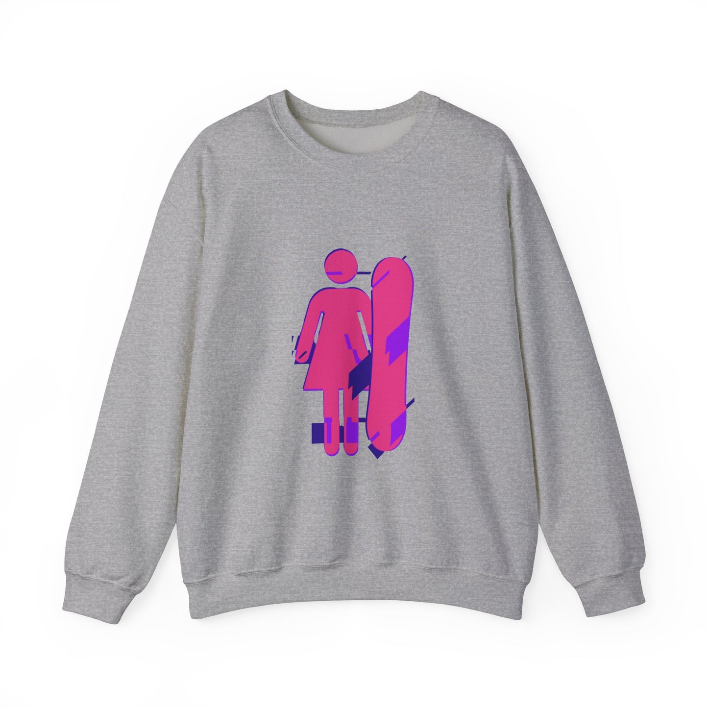 Female Snowboarder Crew Neck Sweatshirt Hoodie - Pink and Purple