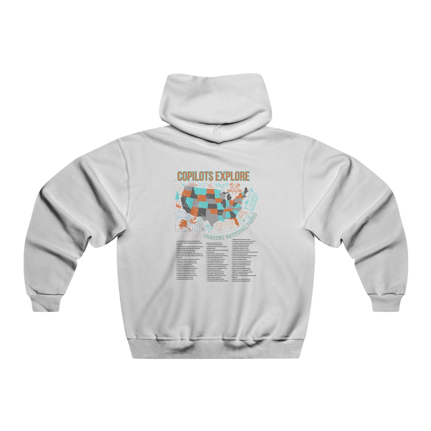 Copilots Explore National Parks Map Thick Hoodie