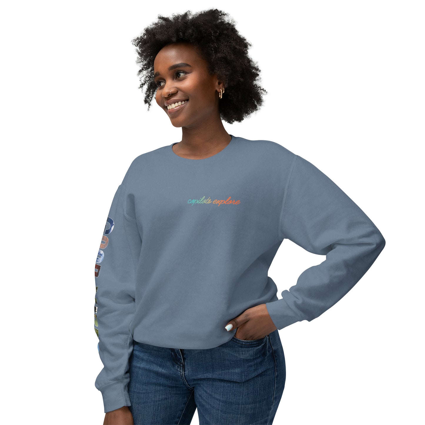 GOOD VIBES Long sleeve Loose Fitting Photo shirt - Unisex Lightweight Crewneck Sweatshirt