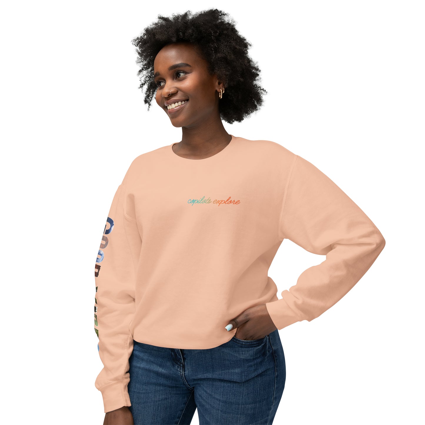 GOOD VIBES Long sleeve Loose Fitting Photo shirt - Unisex Lightweight Crewneck Sweatshirt