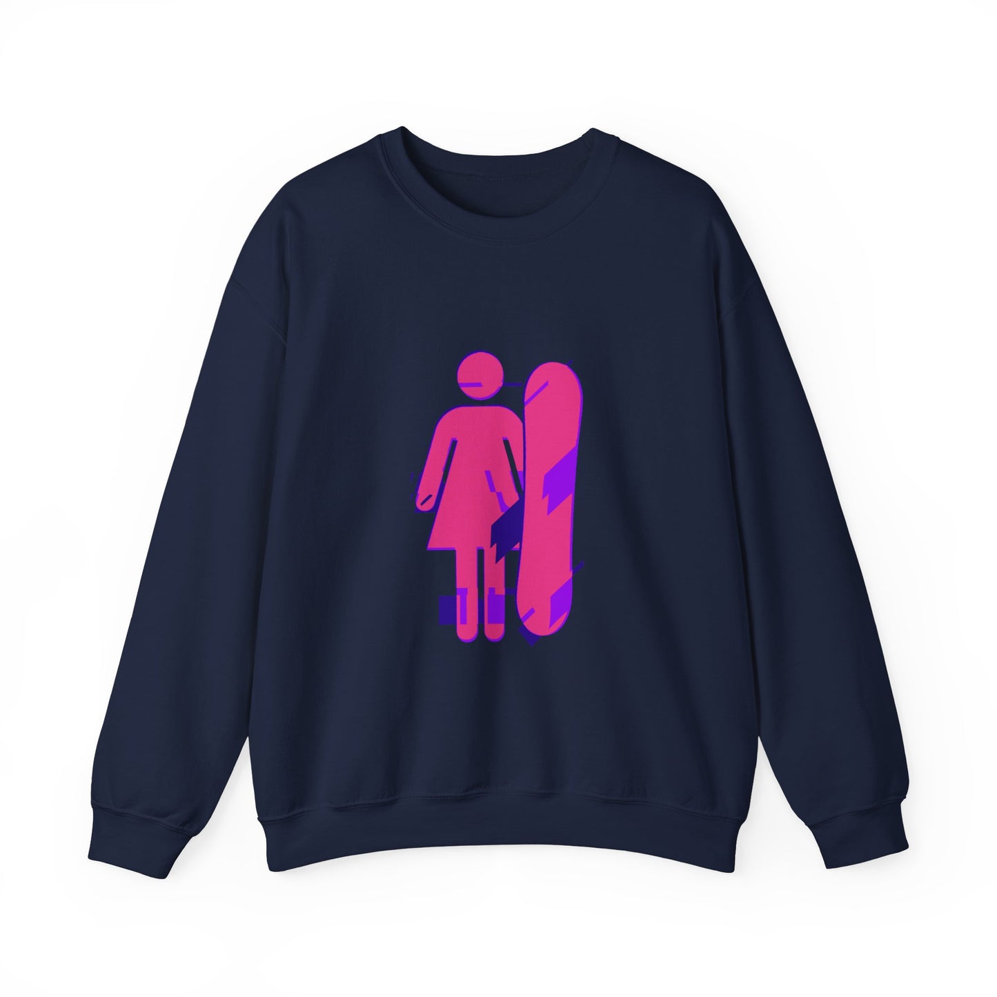 Female Snowboarder Crew Neck Sweatshirt Hoodie - Pink and Purple