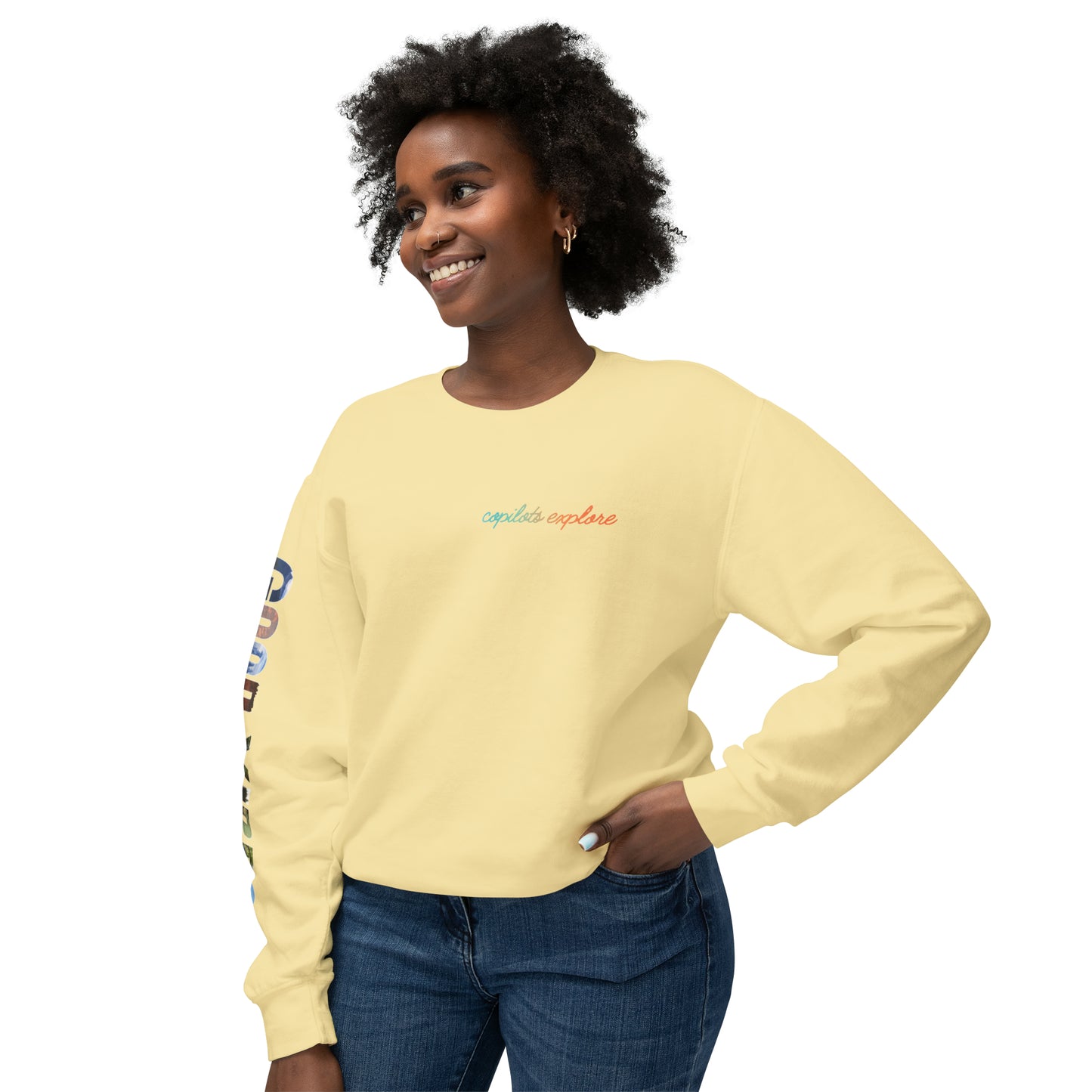 GOOD VIBES Long sleeve Loose Fitting Photo shirt - Unisex Lightweight Crewneck Sweatshirt